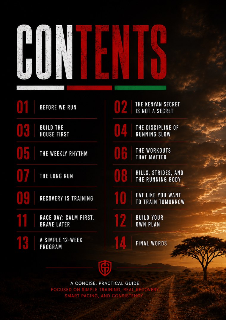 The Kenyan Runner Method table of contents preview